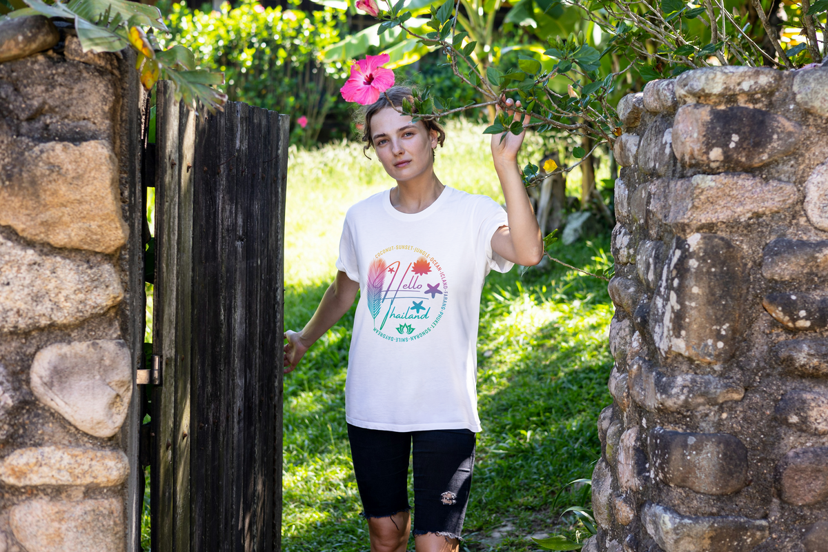 Hello Thailand Women’s Softstyle Tee – Colorful Travel T‑Shirt for Thailand Lovers Printify