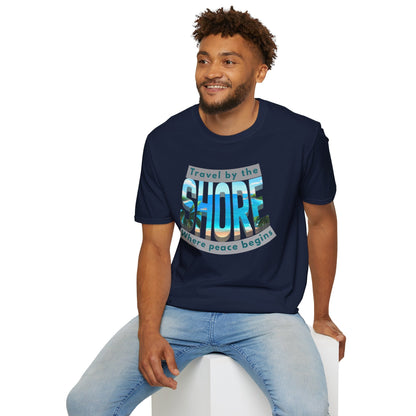Beach Vibes Unisex Softstyle T-Shirt - "Travel by the Shore" Design Printify