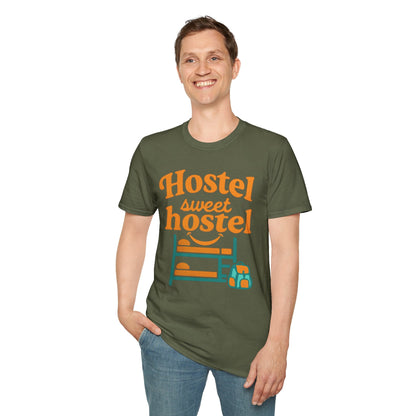 Hostel Sweet Hostel Unisex T-Shirt — Backpacking & Travel Bunk Tee Printify