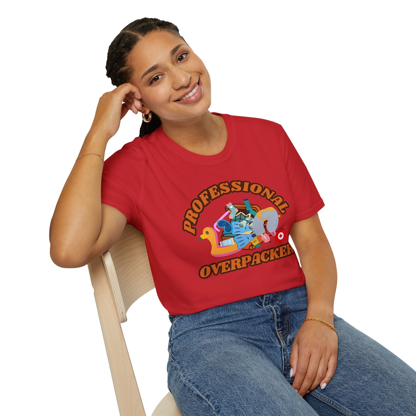 Professional Overpacker T-Shirt – Funny Travel Humor Tee for Frequent Travelers.