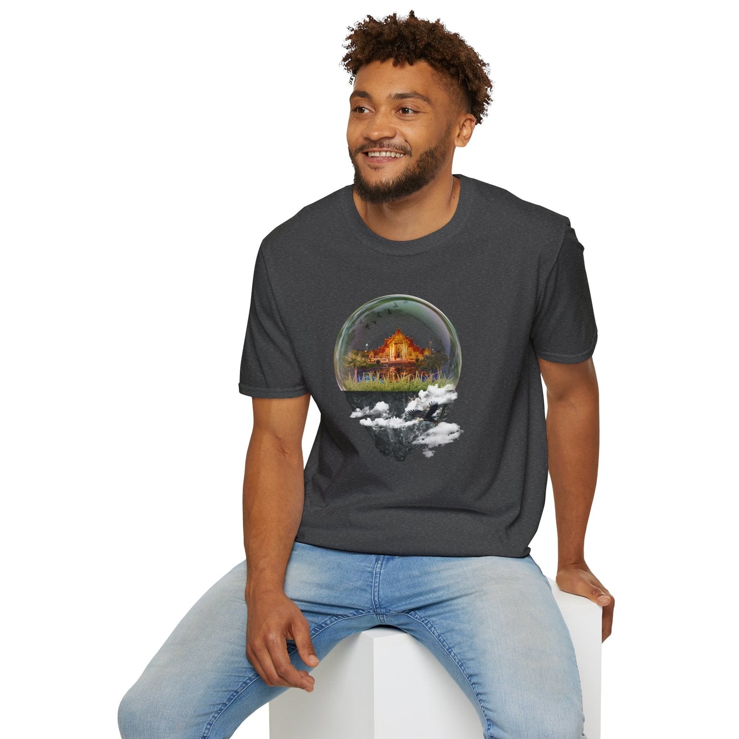 Unisex Image Manipulation "Castle Trapped in a Glass Case" Design for T-Shirt Printify
