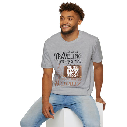 Traveling for Christmas T-Shirt — “Tree Will Be Delivered Digitally” Holiday Tee Printify