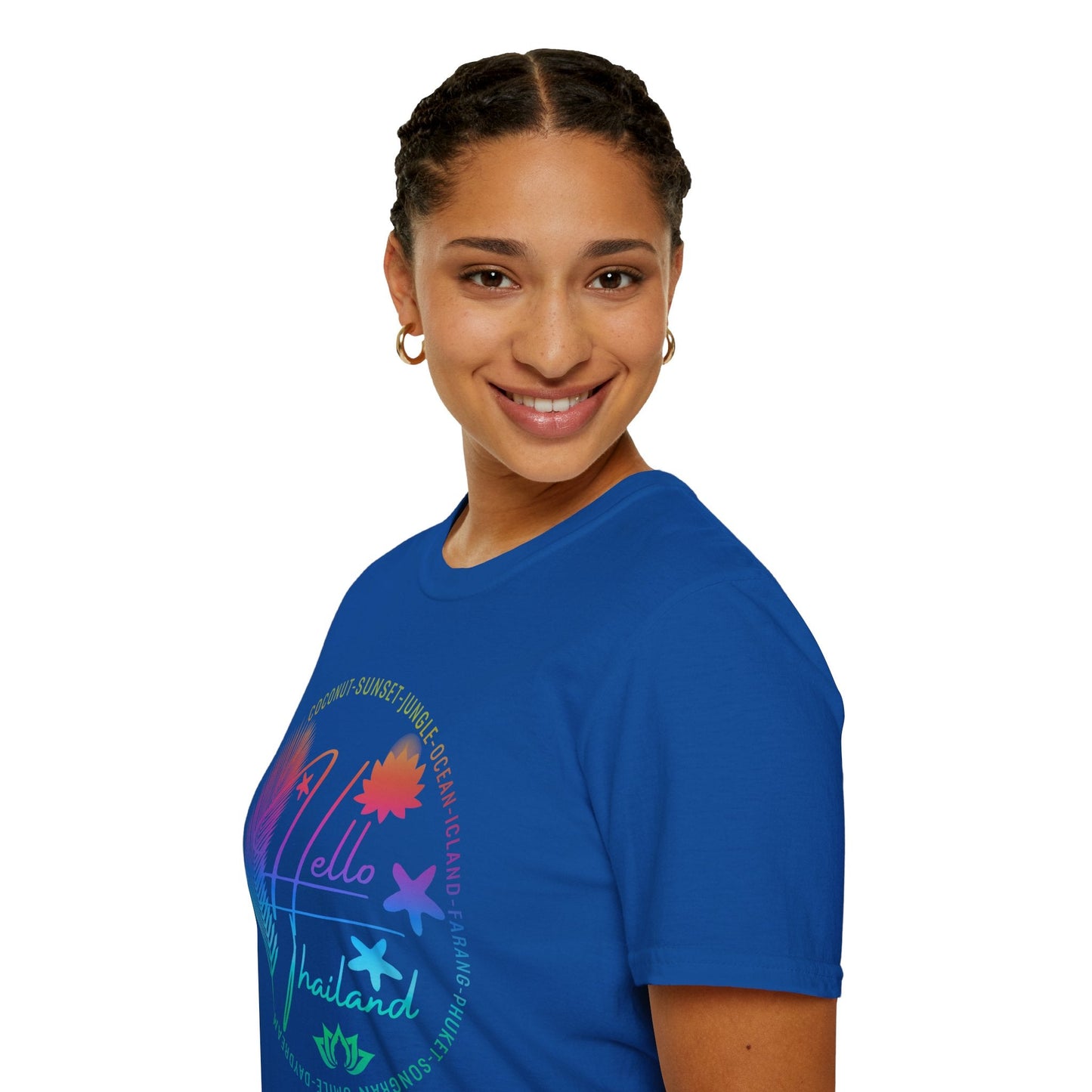 Hello Thailand Women’s Softstyle Tee – Colorful Travel T‑Shirt for Thailand Lovers Printify