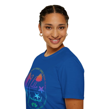 Hello Thailand Women’s Softstyle Tee – Colorful Travel T‑Shirt for Thailand Lovers Printify