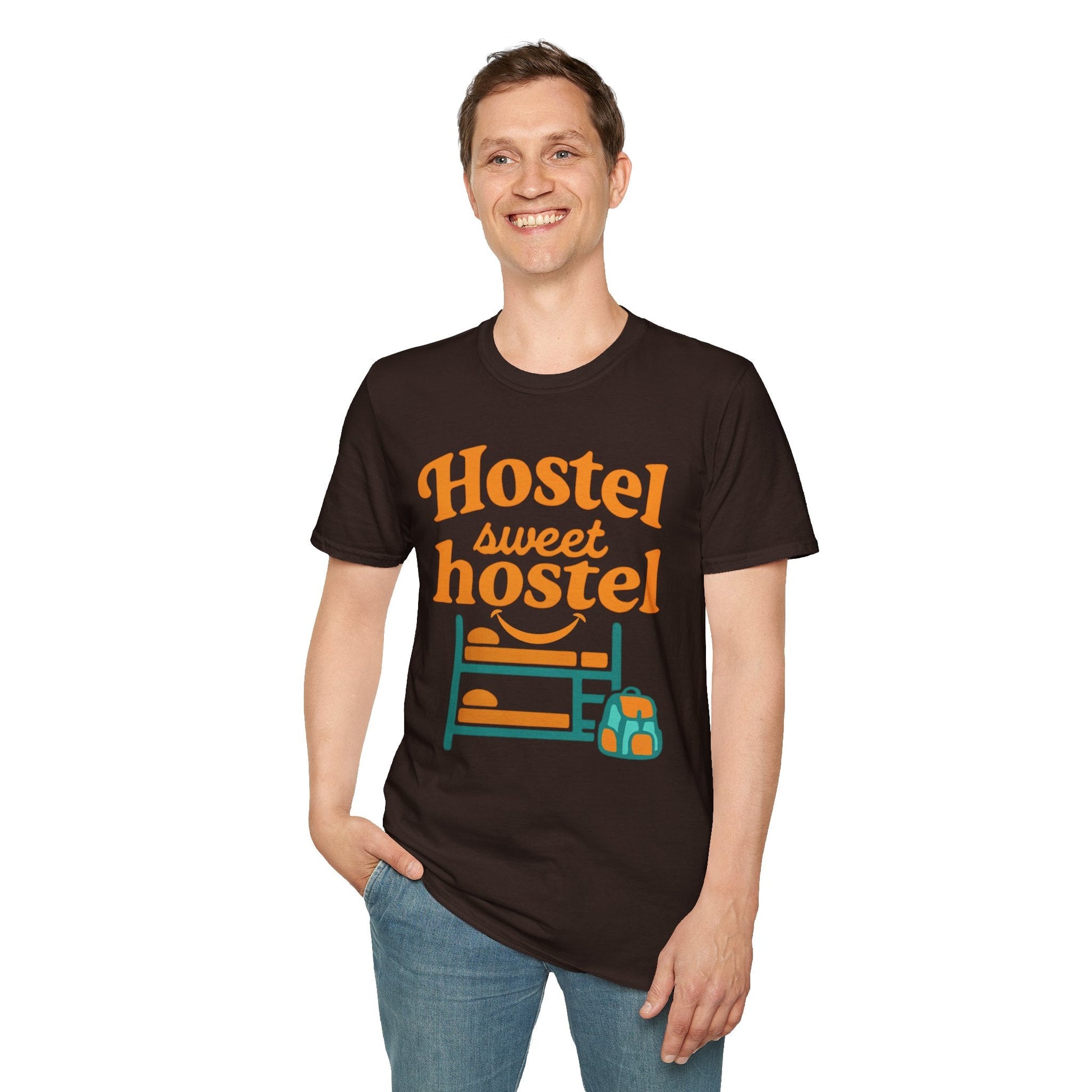Hostel Sweet Hostel Unisex T-Shirt — Backpacking & Travel Bunk Tee Printify