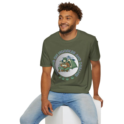 Camping Ramen T-Shirt — “Camping on Noodles and Dreams” Outdoor Camping Shirt