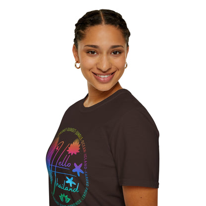 Hello Thailand Women’s Softstyle Tee – Colorful Travel T‑Shirt for Thailand Lovers Printify