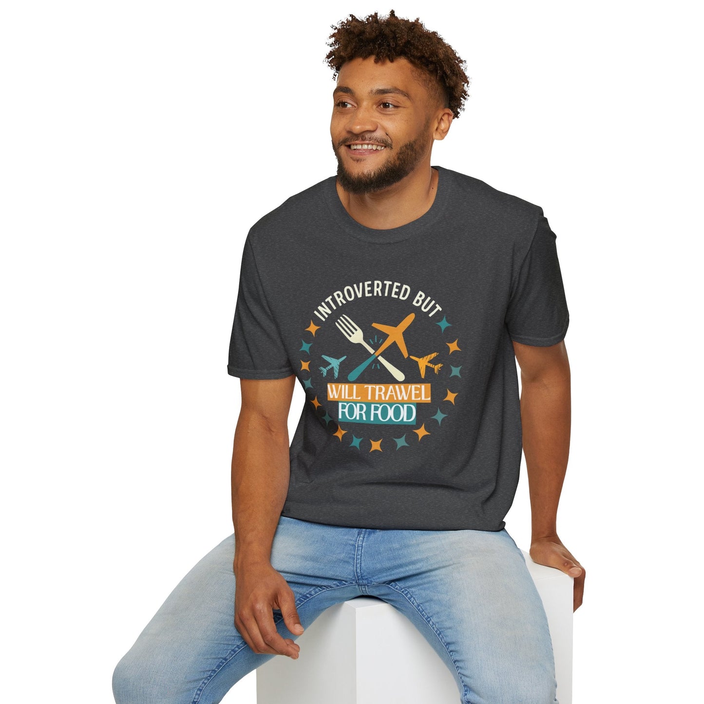 Introverted But Will Travel for Food T-Shirt — Foodie Travel Tee Printify