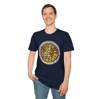 Unisex Pizza Lover's Funny Softstyle Travel T-Shirt - Born to Eat the World One Piece at a Time Printify