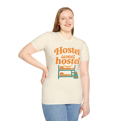 Hostel Sweet Hostel Unisex T-Shirt — Backpacking & Travel Bunk Tee Printify