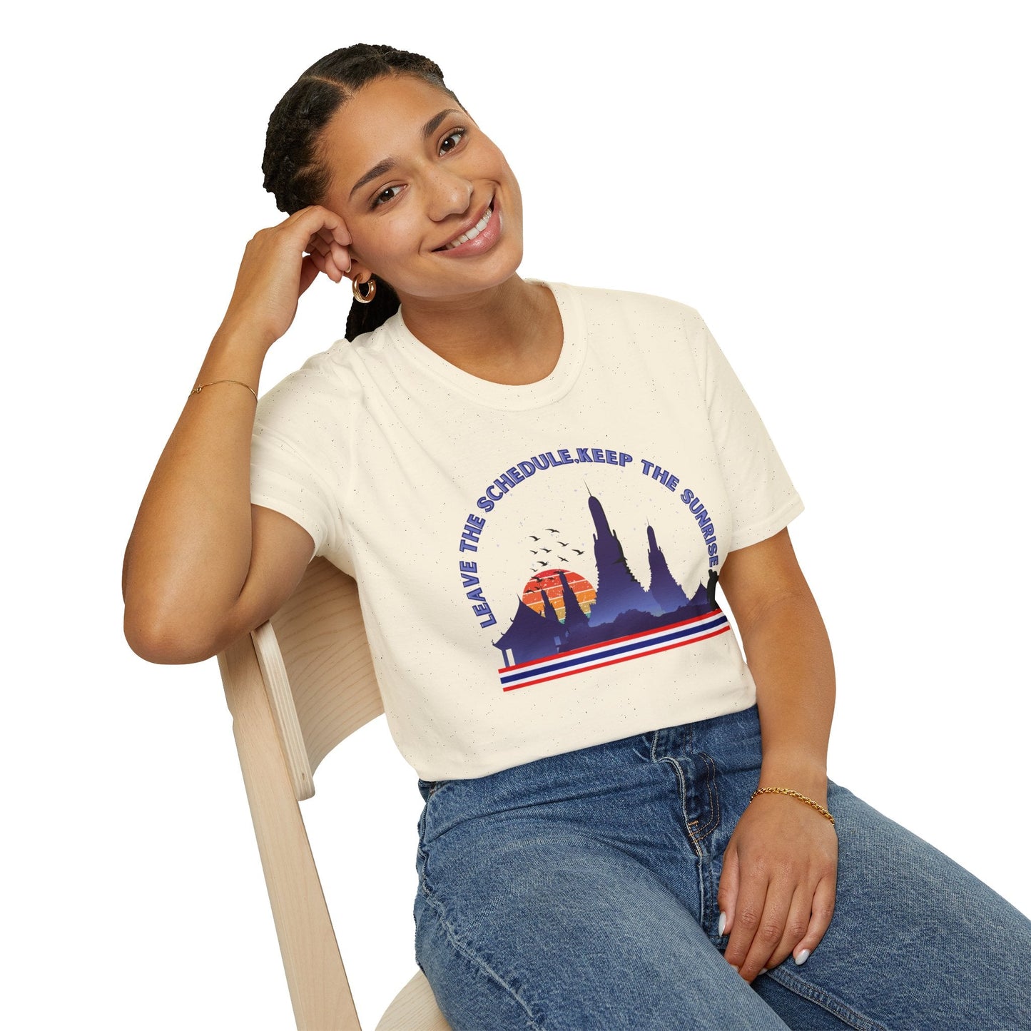 Leave the Schedule, Keep the Sunrise" T-Shirt -For Thailand Lovers Printify
