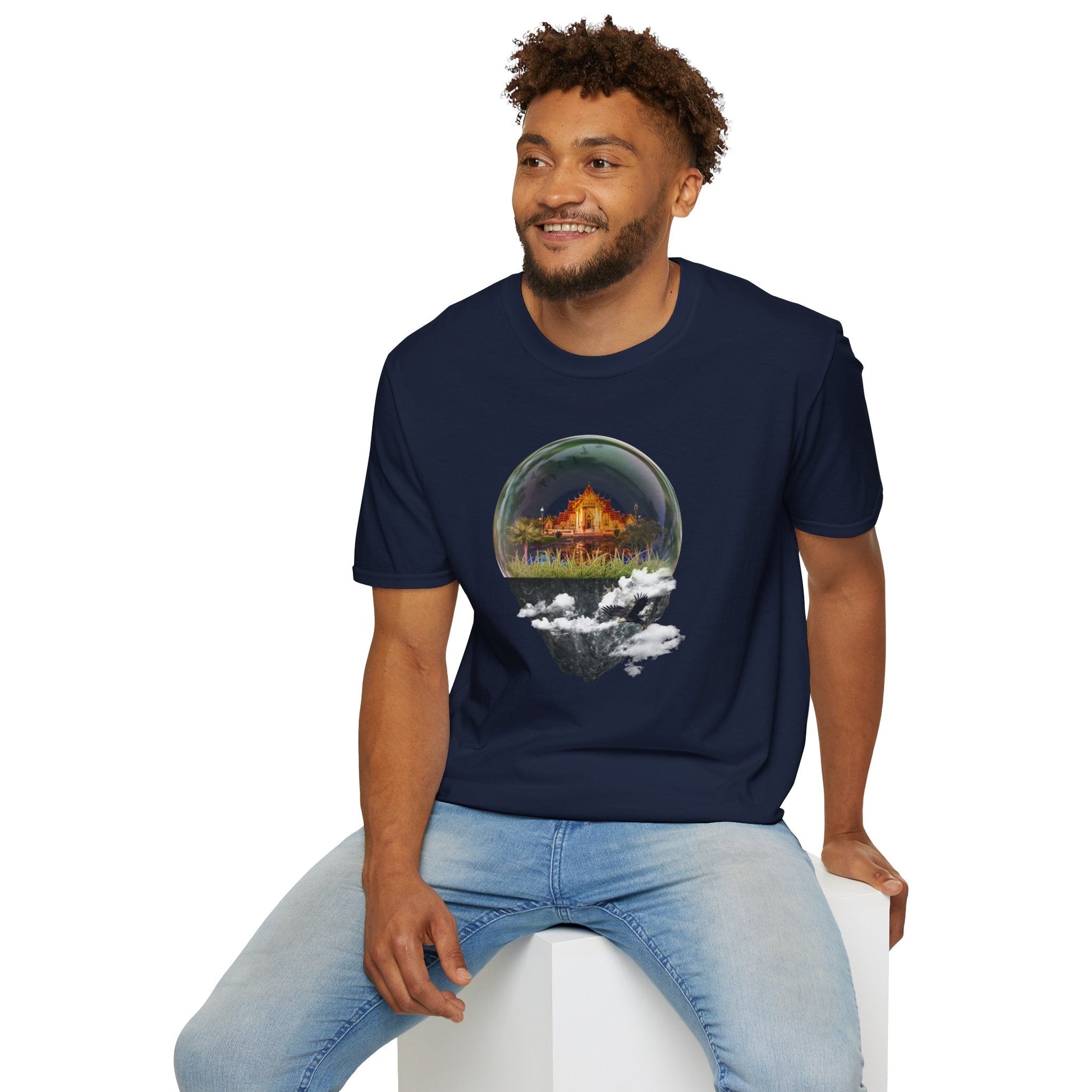 Unisex Image Manipulation "Castle Trapped in a Glass Case" Design for T-Shirt Printify