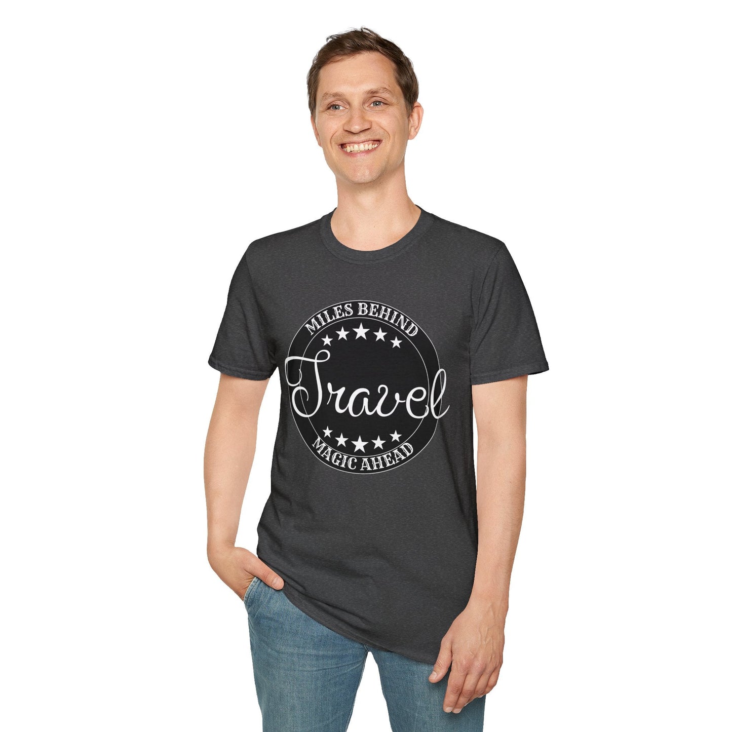 Travel T-Shirt - 'Miles Behind, Magic Ahead' Printify