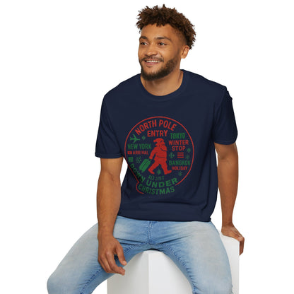 Christmas Travel Graphic T-Shirt — 'North Pole Down Under' Vintage Santa Design Printify