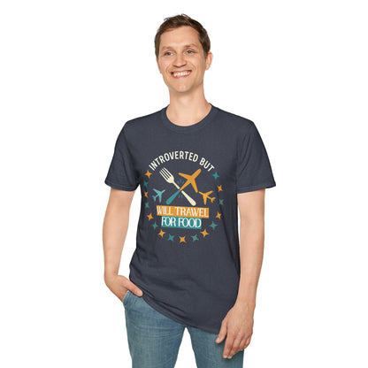 Introverted But Will Travel for Food T-Shirt — Foodie Travel Tee Printify