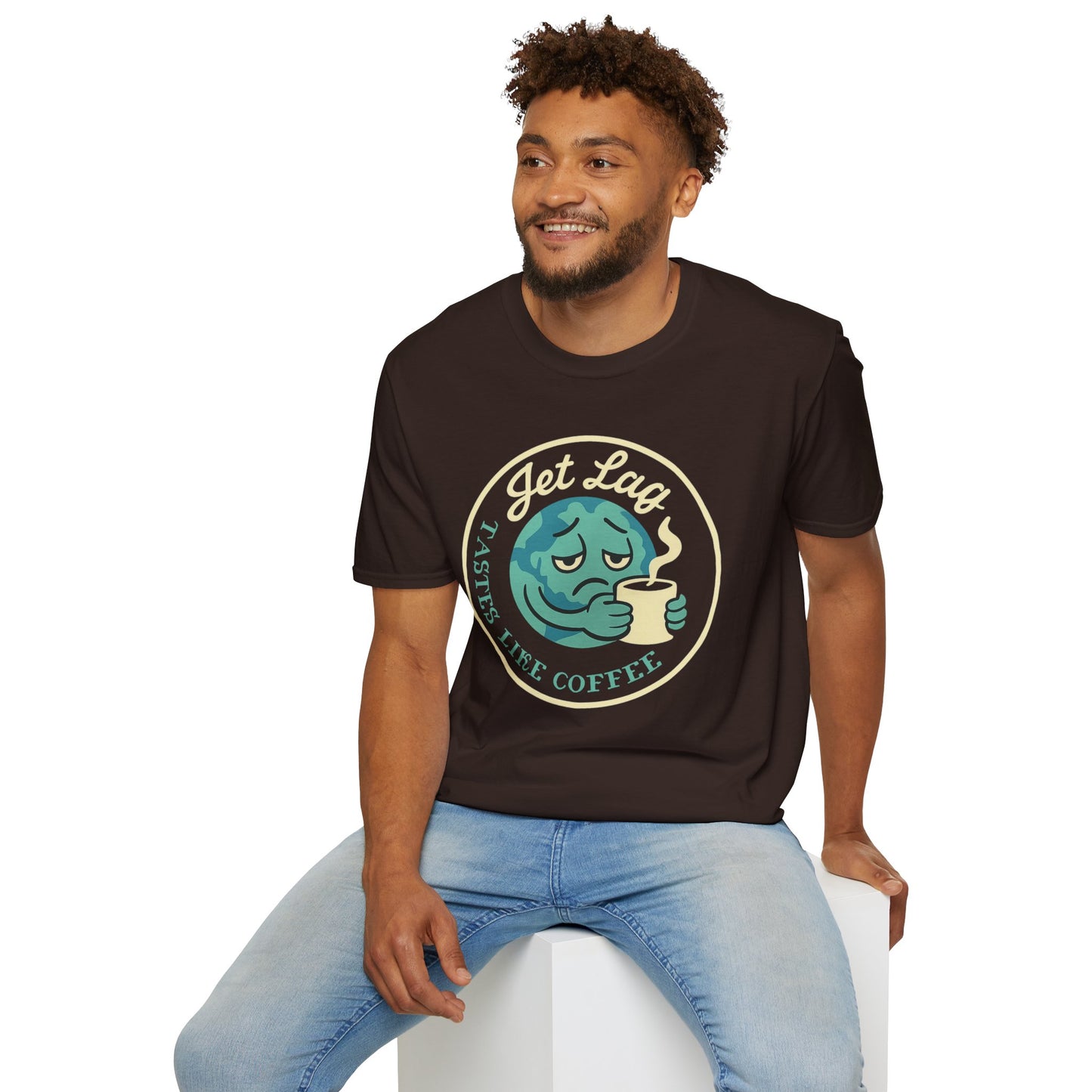 T-Shirt — “Jet Lag Tastes Like Coffee” Sleepy Planet Graphic Tee