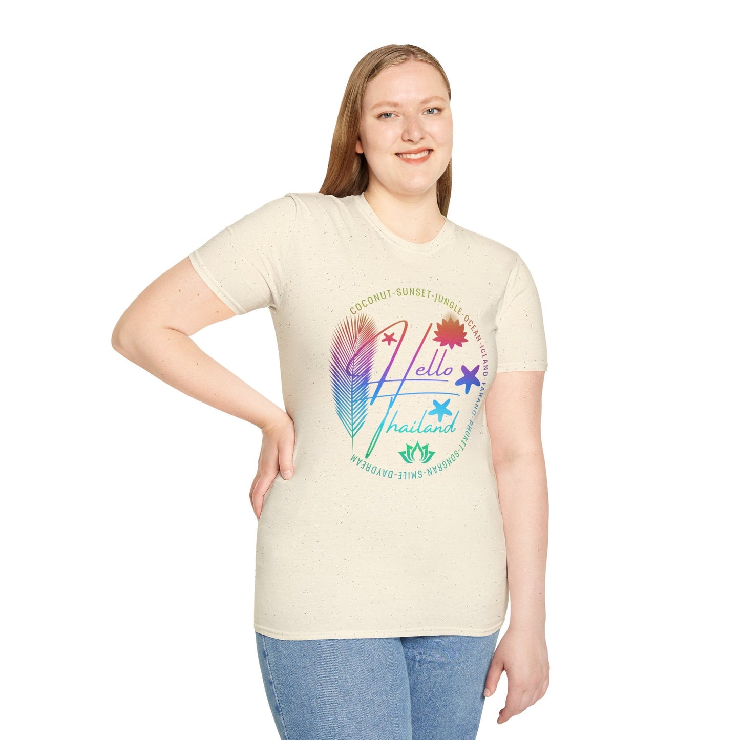 Hello Thailand Women’s Softstyle Tee – Colorful Travel T‑Shirt for Thailand Lovers Printify