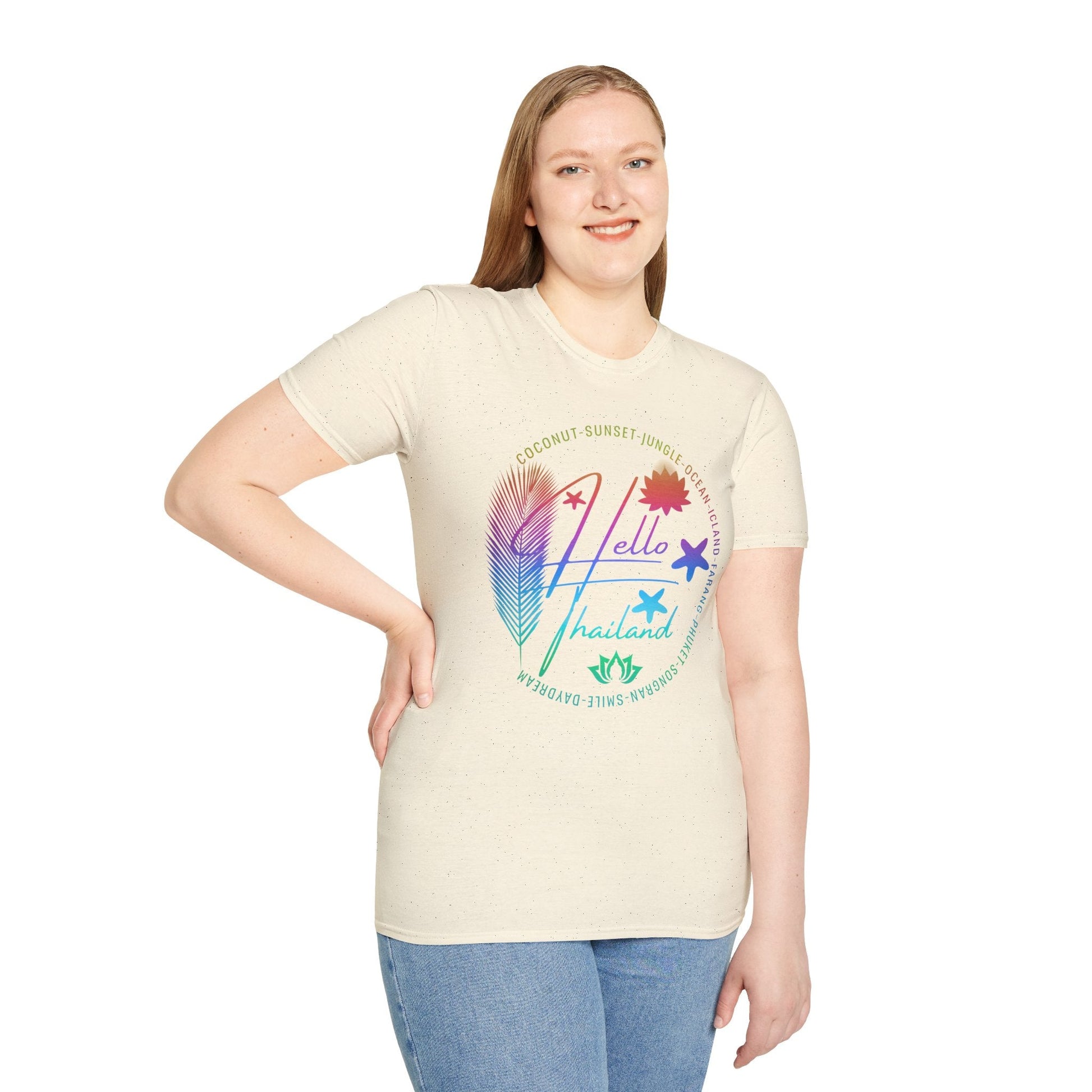 Hello Thailand Women’s Softstyle Tee – Colorful Travel T‑Shirt for Thailand Lovers Printify