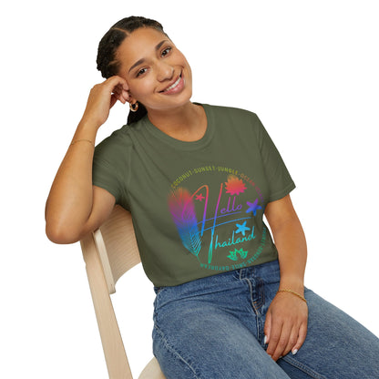 Hello Thailand Women’s Softstyle Tee – Colorful Travel T‑Shirt for Thailand Lovers Printify