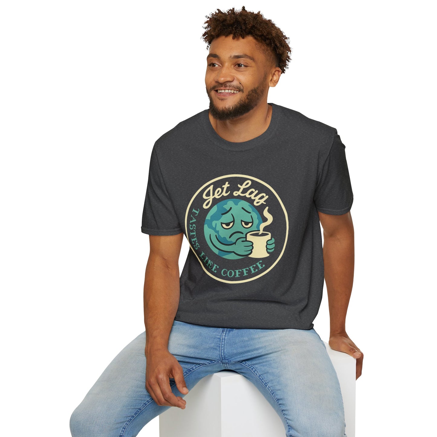 T-Shirt — “Jet Lag Tastes Like Coffee” Sleepy Planet Graphic Tee