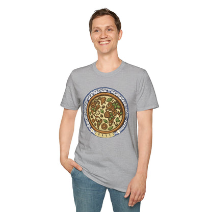 Unisex Pizza Lover's Funny Softstyle Travel T-Shirt - Born to Eat the World One Piece at a Time Printify