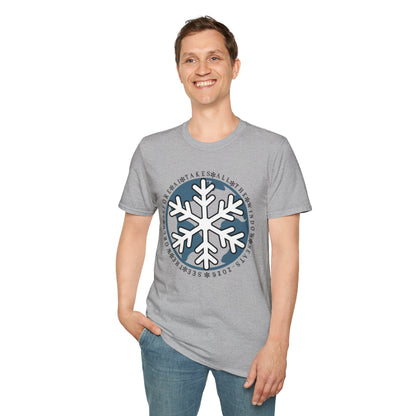 Snowflake Graphic T-Shirt – Circular Winter Emblem Tee Printify