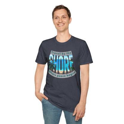 Beach Vibes Unisex Softstyle T-Shirt - "Travel by the Shore" Design Printify