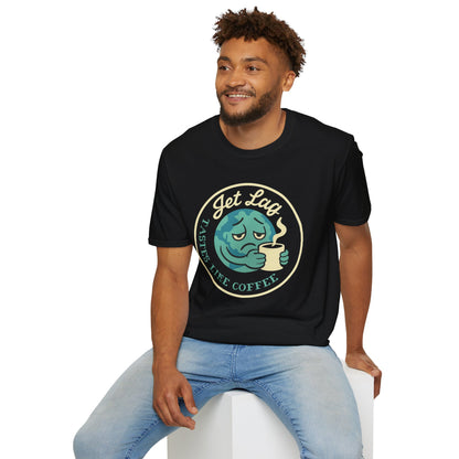 T-Shirt — “Jet Lag Tastes Like Coffee” Sleepy Planet Graphic Tee