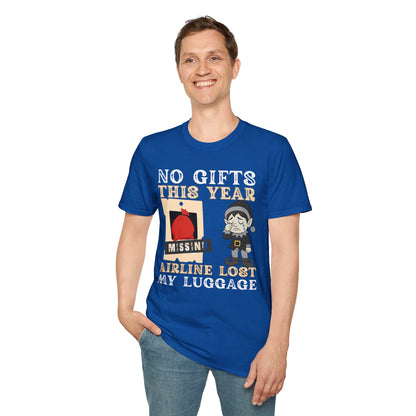 T-Shirt – "No Gifts This Year, The Airline Lost My Luggage" Funny Holiday Travel Tee Printify