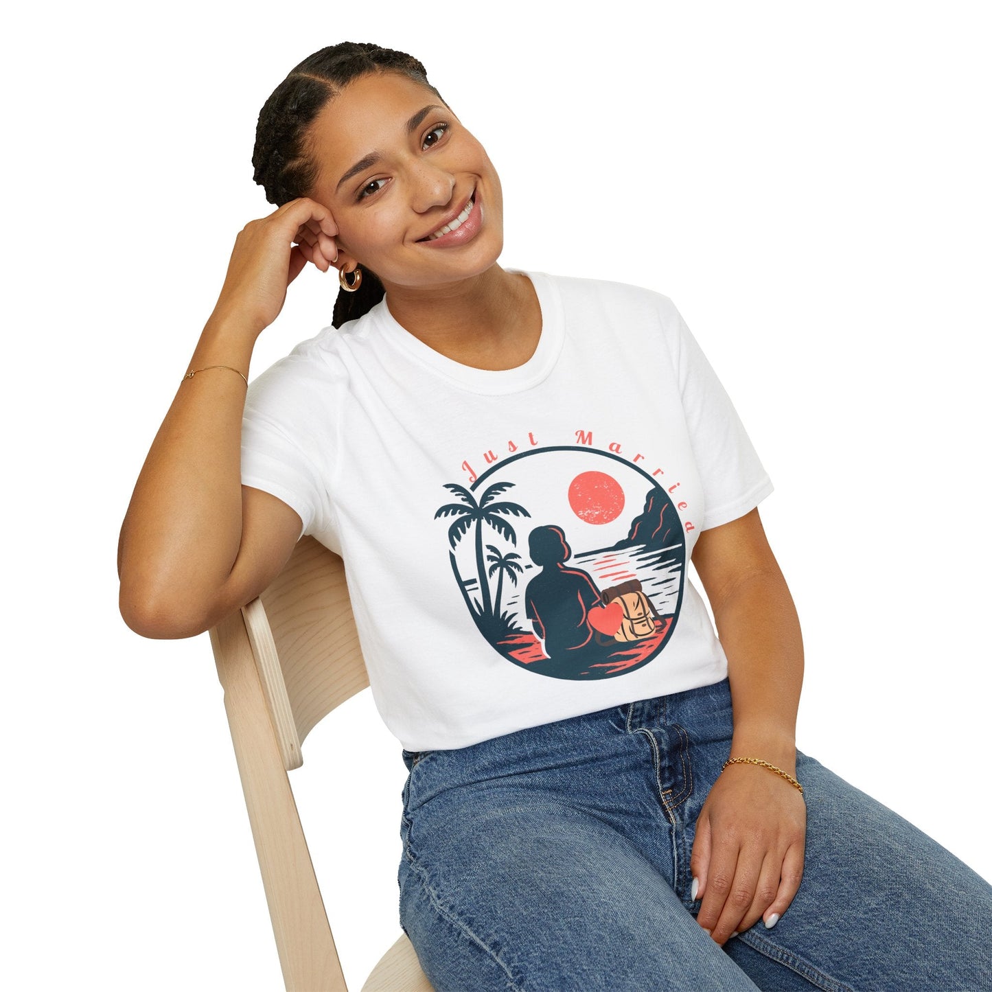 “Just Married” Women’s T-Shirt – The Perfect Blend of Humor and Sarcasm Printify