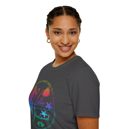 Hello Thailand Women’s Softstyle Tee – Colorful Travel T‑Shirt for Thailand Lovers Printify