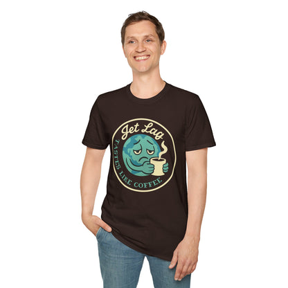 T-Shirt — “Jet Lag Tastes Like Coffee” Sleepy Planet Graphic Tee
