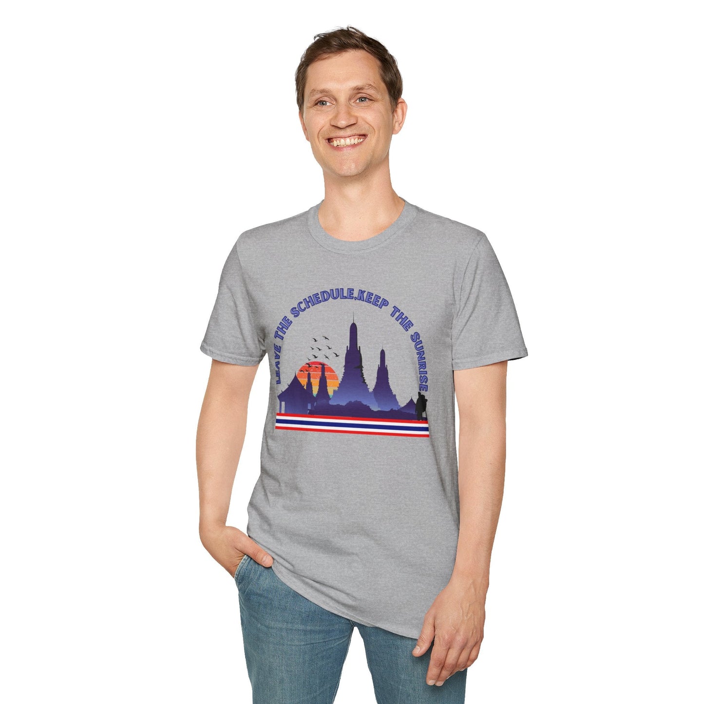 Leave the Schedule, Keep the Sunrise" T-Shirt -For Thailand Lovers Printify