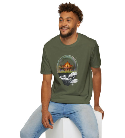 Unisex Image Manipulation "Castle Trapped in a Glass Case" Design for T-Shirt Printify