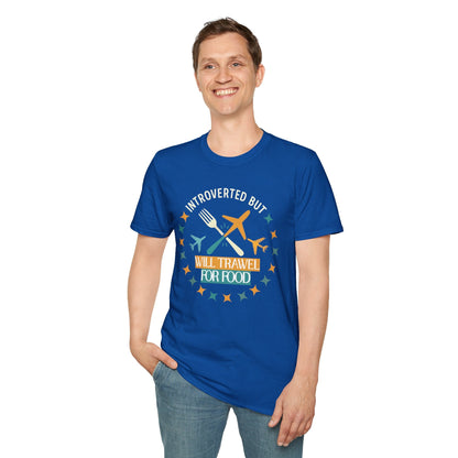 Introverted But Will Travel for Food T-Shirt — Foodie Travel Tee Printify