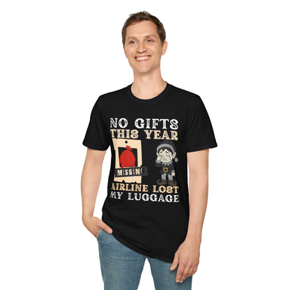 T-Shirt – "No Gifts This Year, The Airline Lost My Luggage" Funny Holiday Travel Tee Printify