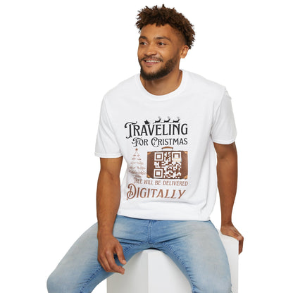 Traveling for Christmas T-Shirt — “Tree Will Be Delivered Digitally” Holiday Tee Printify
