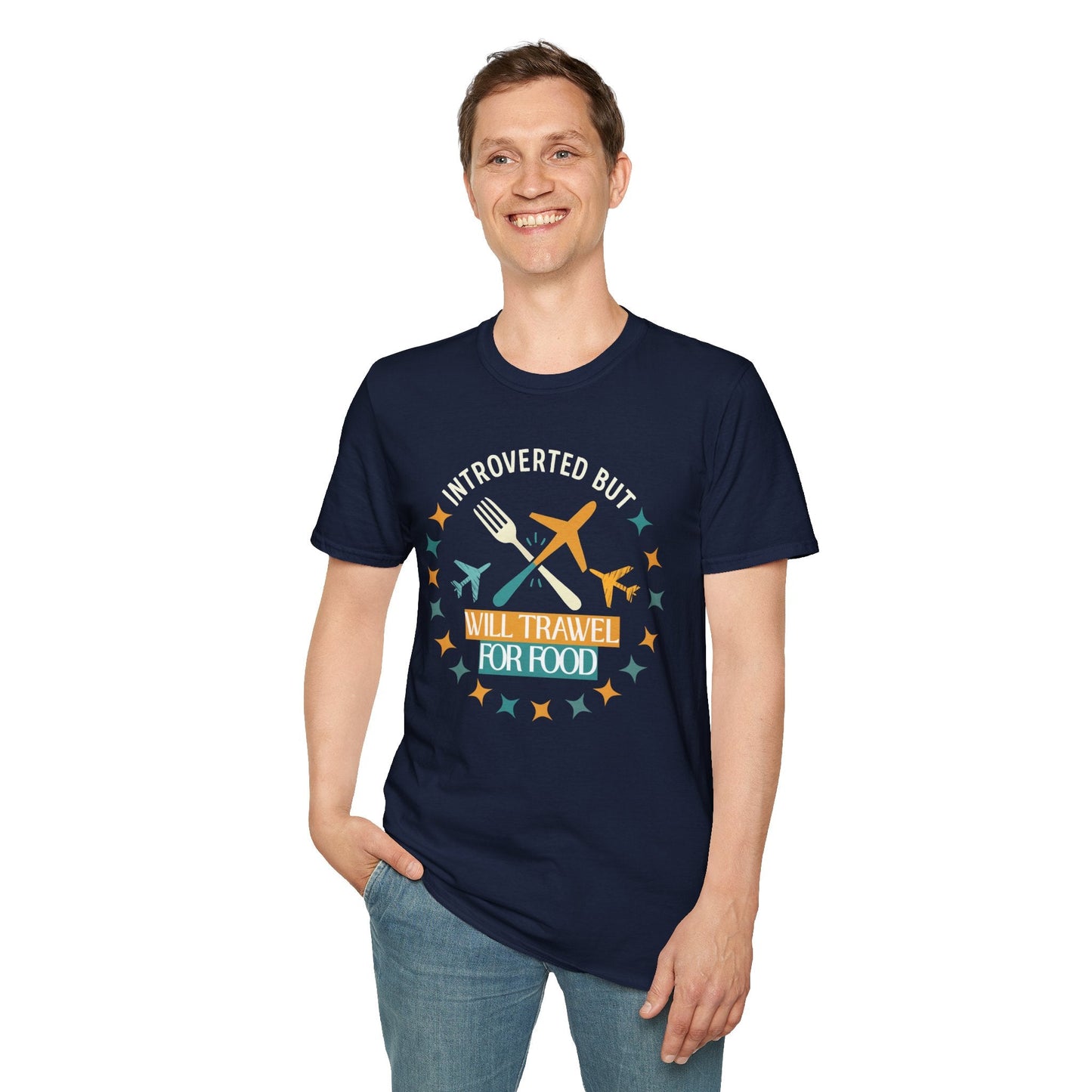Introverted But Will Travel for Food T-Shirt — Foodie Travel Tee Printify