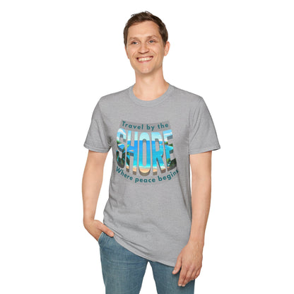 Beach Vibes Unisex Softstyle T-Shirt - "Travel by the Shore" Design Printify