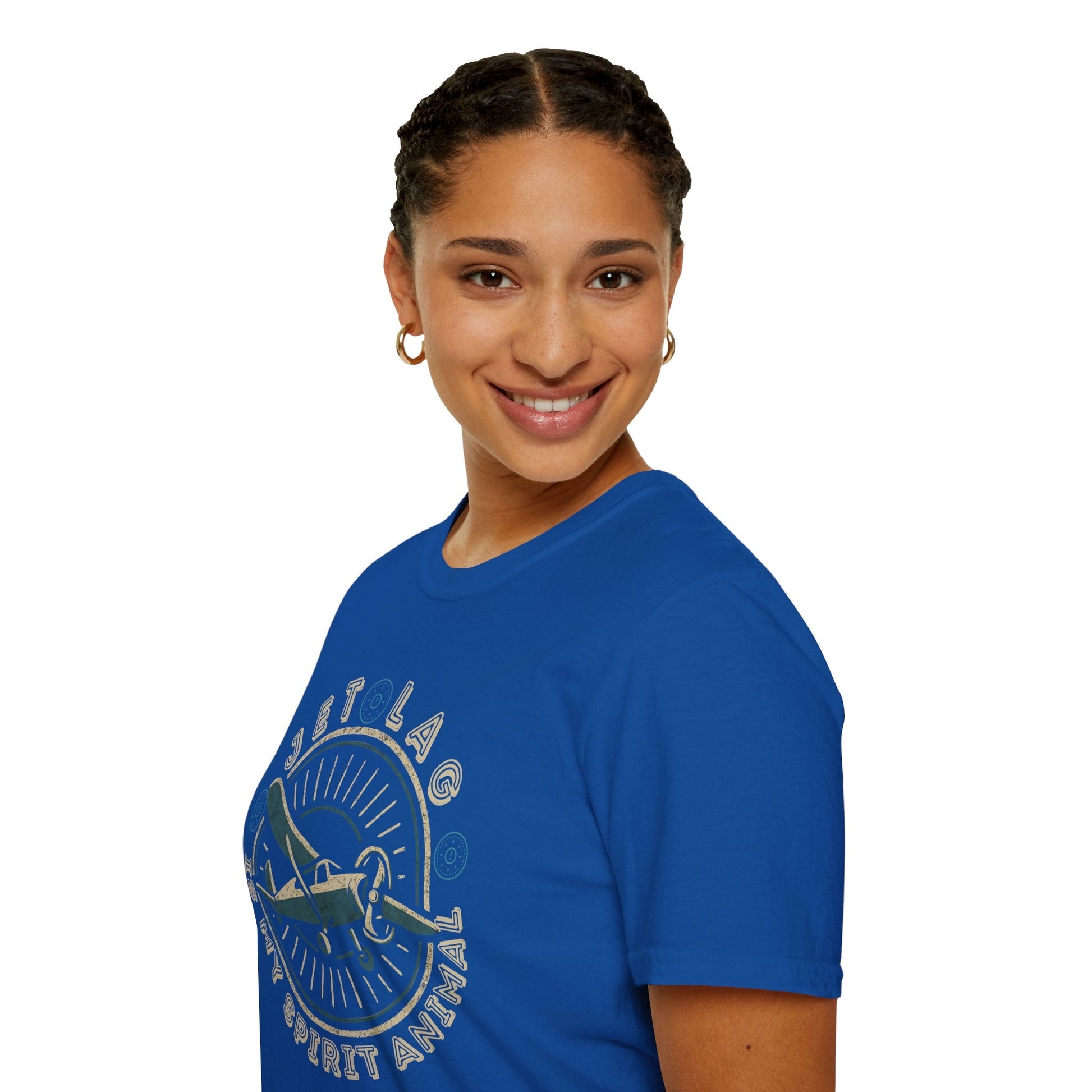 Vintage Propeller Plane T‑Shirt — "Jet Lag Is My Spirit Animal" Frequent Traveler Tee Printify