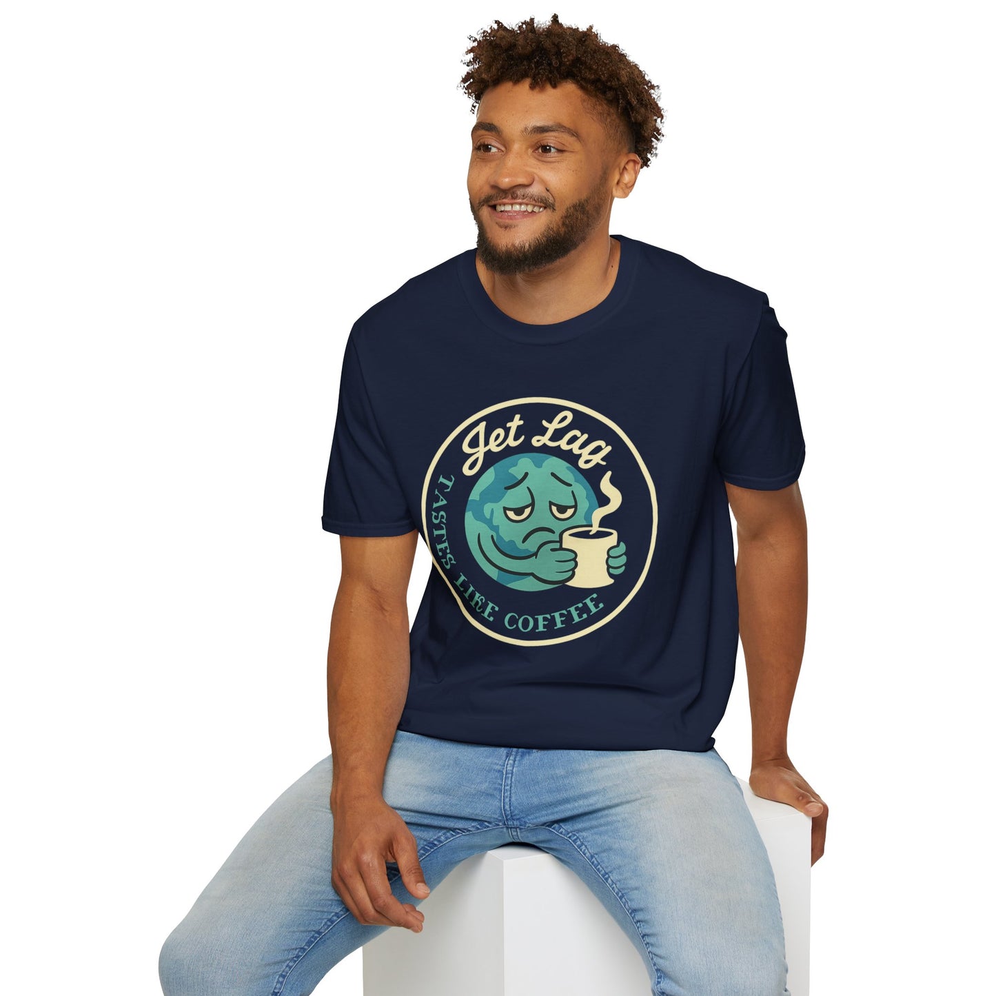 T-Shirt — “Jet Lag Tastes Like Coffee” Sleepy Planet Graphic Tee
