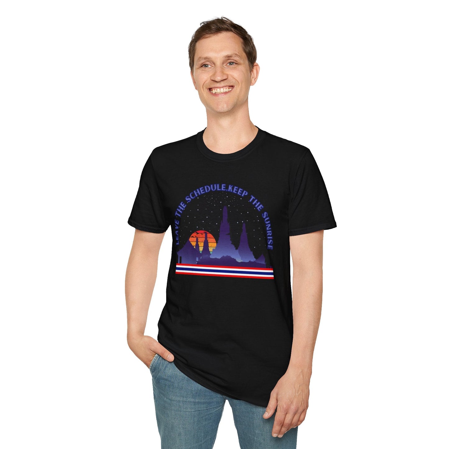 Leave the Schedule, Keep the Sunrise" T-Shirt -For Thailand Lovers Printify