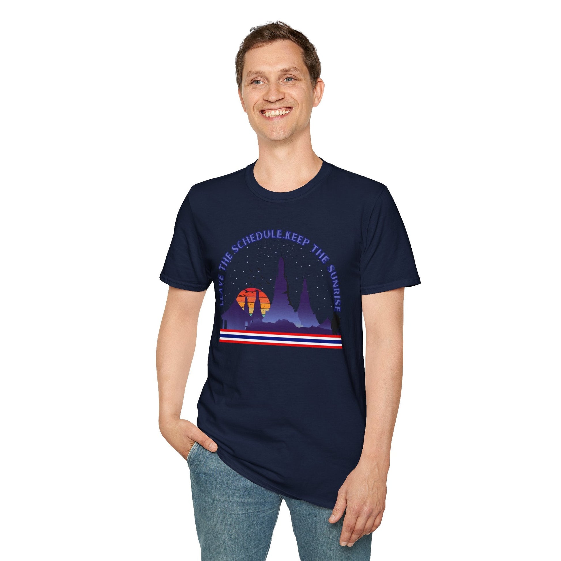 Leave the Schedule, Keep the Sunrise" T-Shirt -For Thailand Lovers Printify