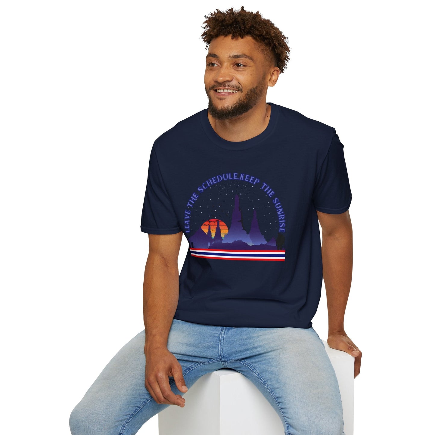 Leave the Schedule, Keep the Sunrise" T-Shirt -For Thailand Lovers Printify