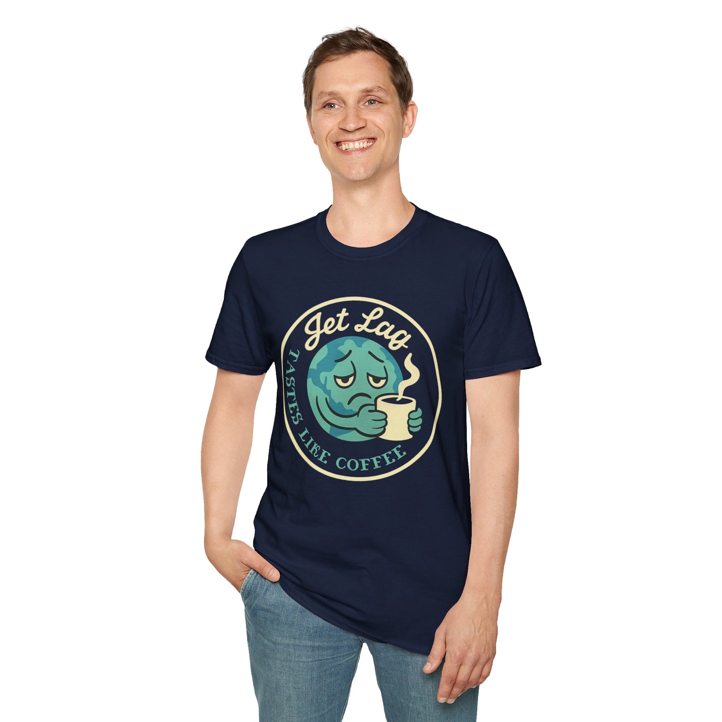 T-Shirt — “Jet Lag Tastes Like Coffee” Sleepy Planet Graphic Tee
