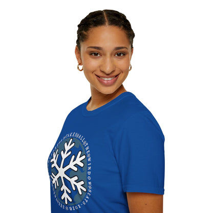 Snowflake Graphic T-Shirt – Circular Winter Emblem Tee Printify