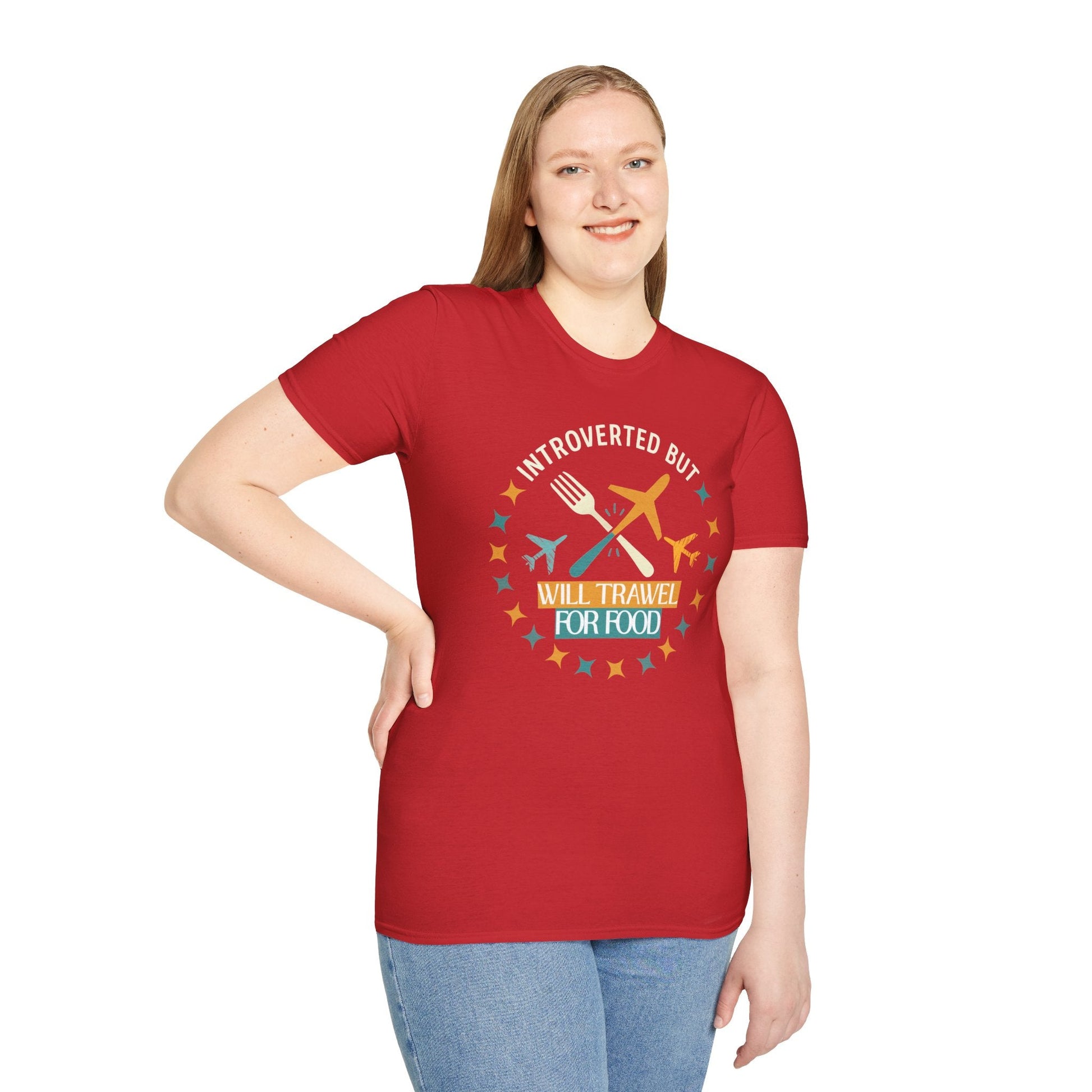 Introverted But Will Travel for Food T-Shirt — Foodie Travel Tee Printify