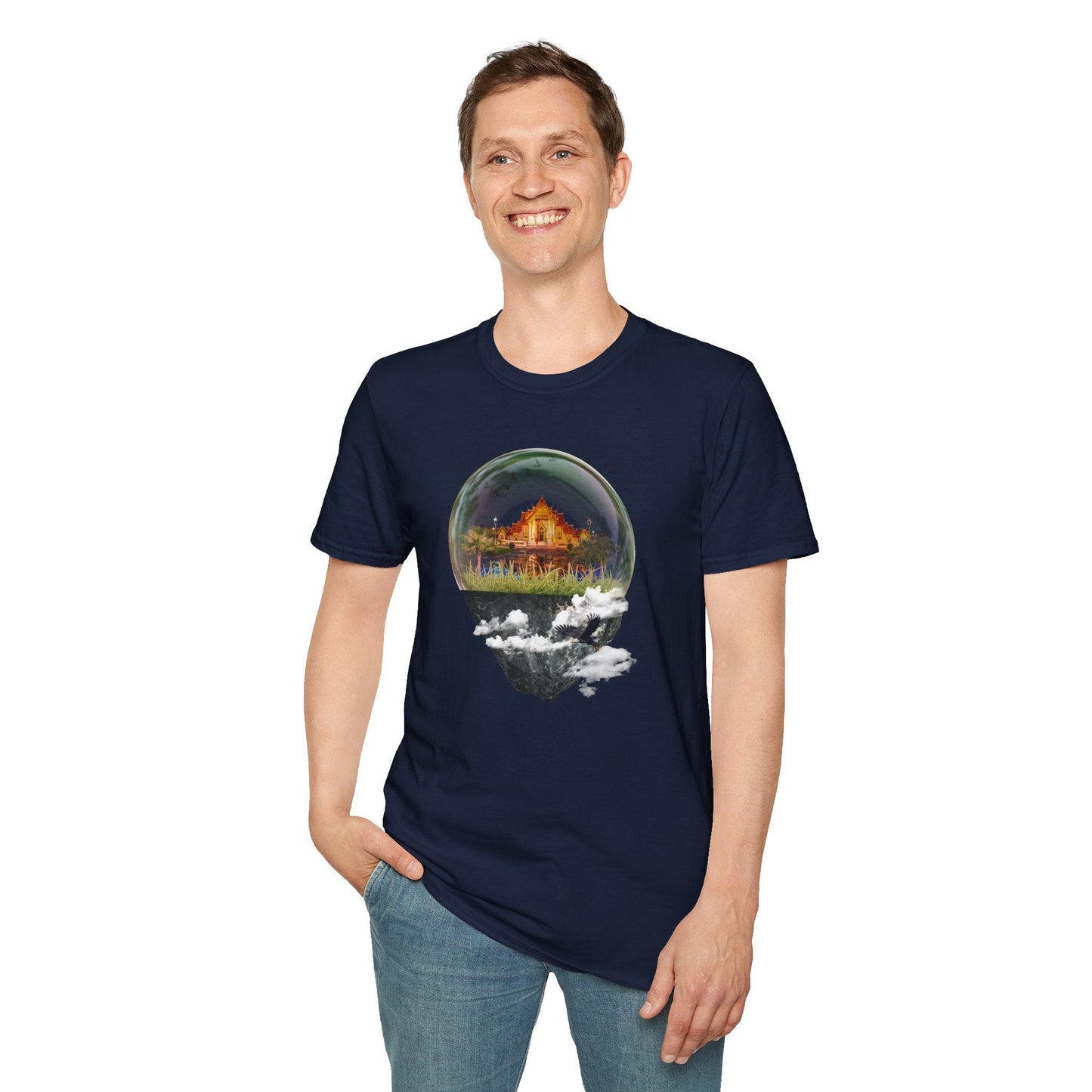 Unisex Image Manipulation "Castle Trapped in a Glass Case" Design for T-Shirt Printify