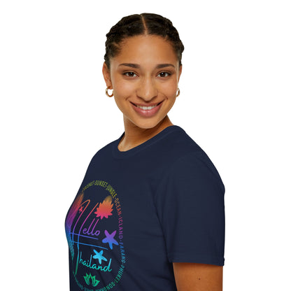 Hello Thailand Women’s Softstyle Tee – Colorful Travel T‑Shirt for Thailand Lovers Printify