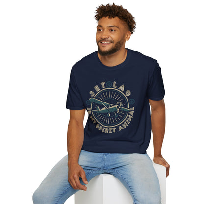 Vintage Propeller Plane T‑Shirt — "Jet Lag Is My Spirit Animal" Frequent Traveler Tee Printify